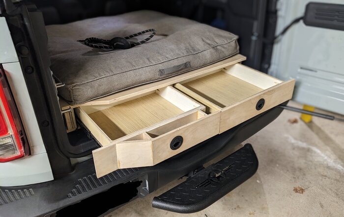 Custom 2-Door Bronco Cargo Area Storage Platform w/ Drawers