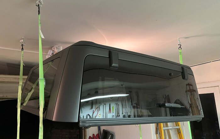 2 Door Hardtop lift / storage DIY with just (4) eye hooks and (4) cam straps