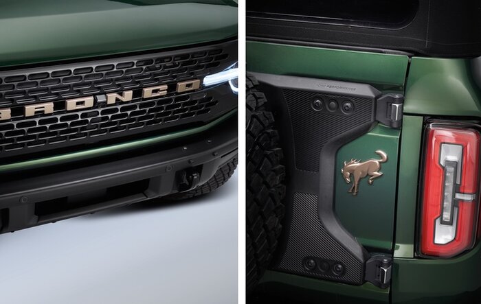 Bronze Grille Lettering & Bronze Rear Emblem Overlay Kits for 2021+ Bronco