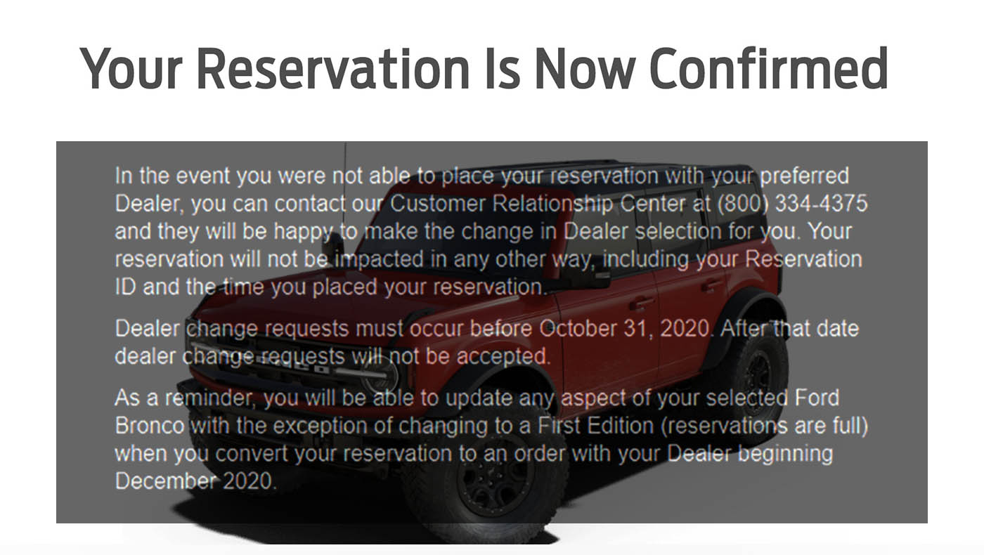 New Email From Ford Bronco Reservation Dealer Can Be Changed Until New Email From Ford Bronco Reservation Dealer Can Be Changed Until