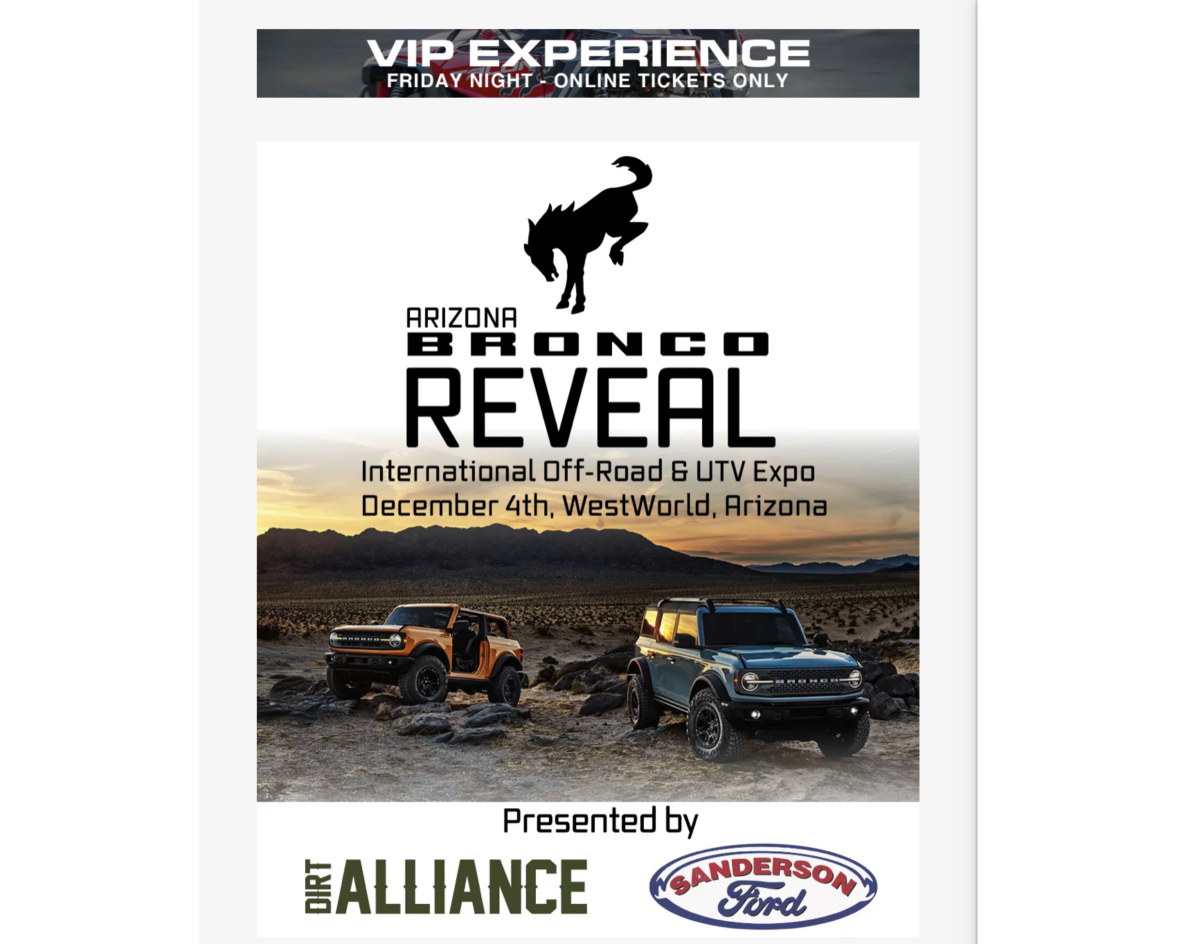 Bronco to Appear at International OffRoad & UTV Expo in Arizona on