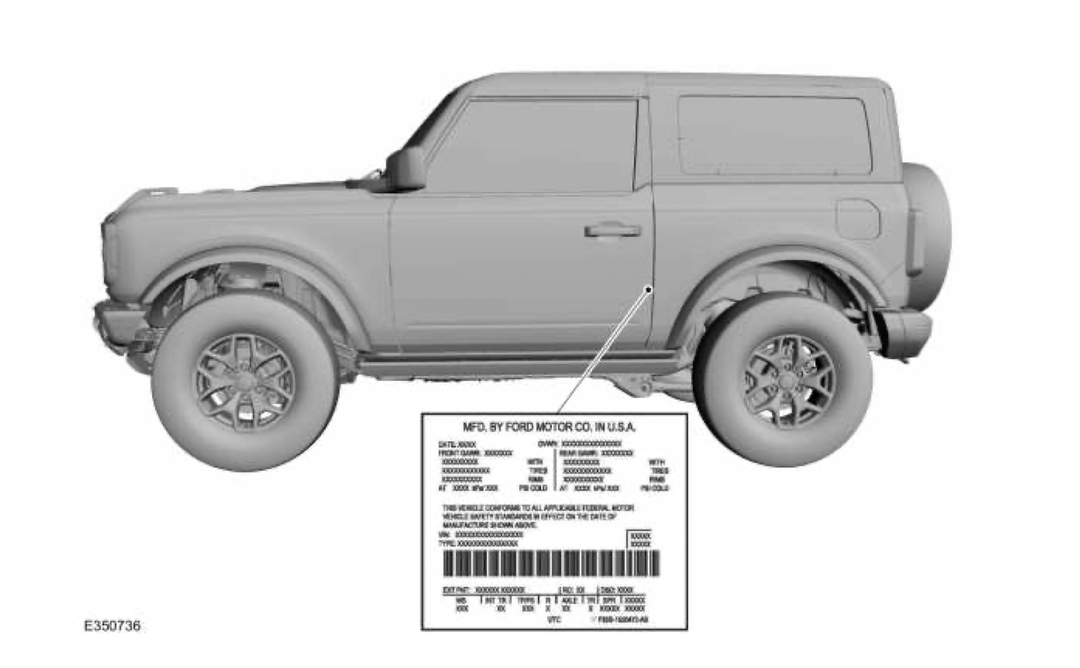 2021 Bronco Detailed Specs Document — Ride Height, Transmission Code