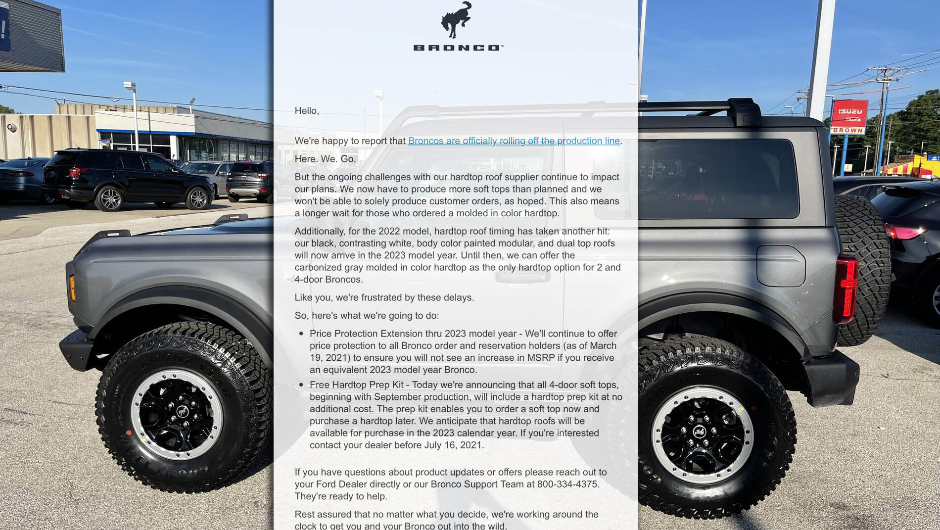 2023 Bronco Modular Top 6 25 Email Faq Modular Hardtops Delayed Until 2023my Price Protection Extension Free Hardtop Prep Kit Page 2 Bronco6g 2021 Ford Bronco Bronco Raptor Forum News Blog Owners Community