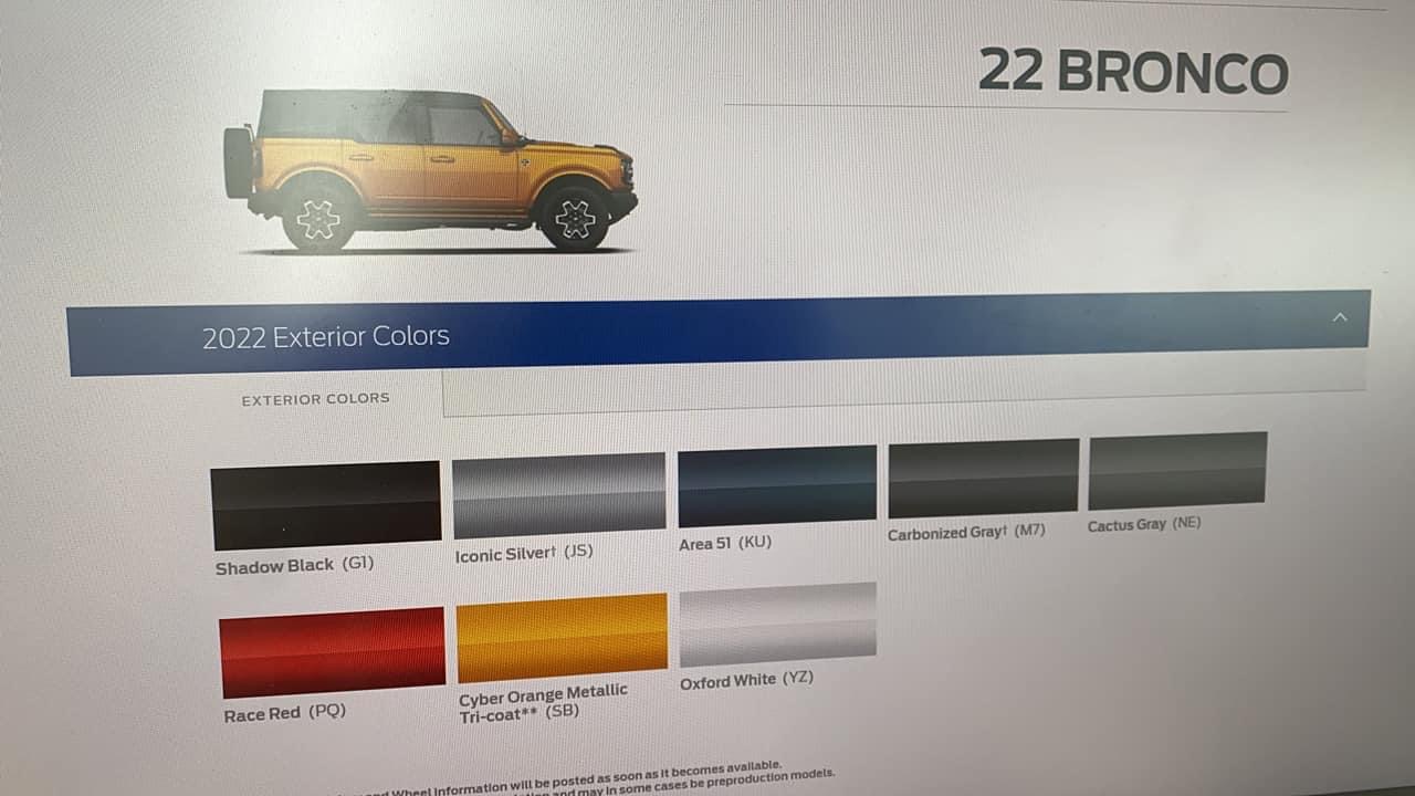 2022 Bronco Paint Colors Leaked | Bronco6G - 2021+ Ford Bronco & Bronco