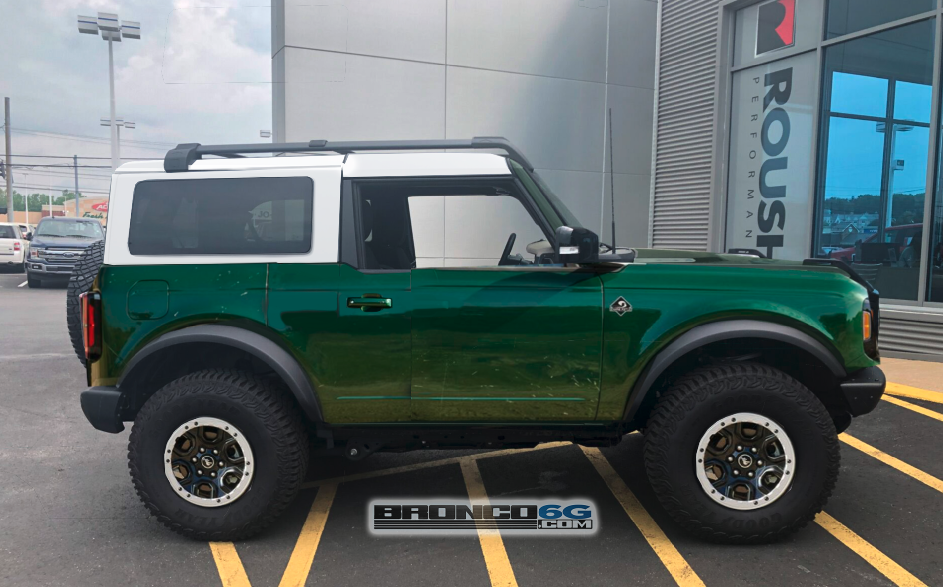 Eruption Green Bronco 2-Door With White Roof Render | Bronco6G - 2021