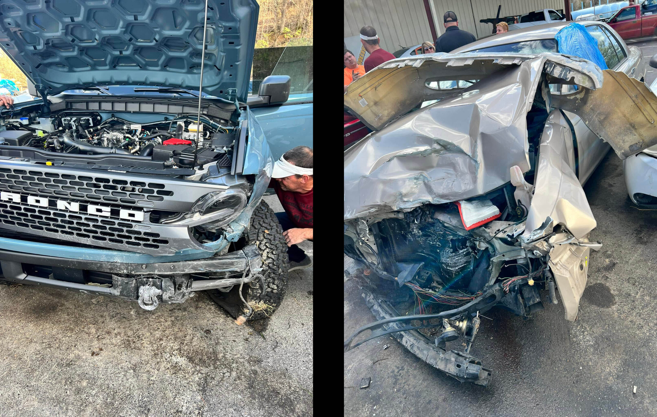 Bronco totaled in headon collision accident, but you should see the