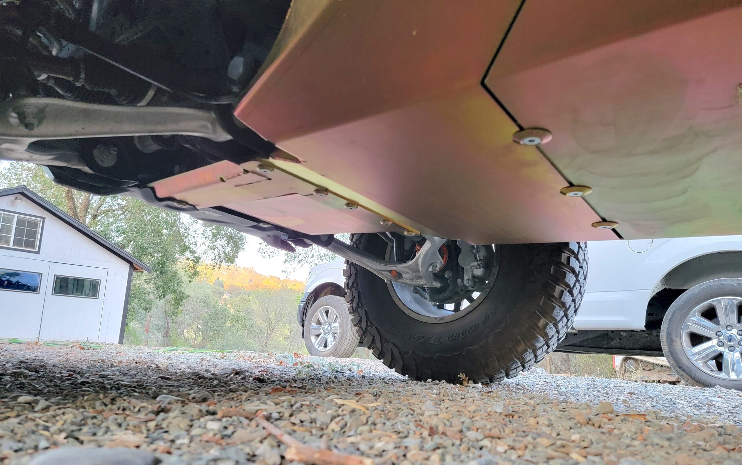 MetalCloak full underside skid plates system installed on 2door Bronco